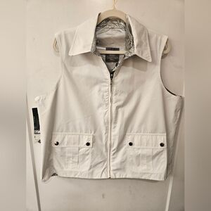 NWT - Lauren Ralph Lauren Reversible Lightweight Vest - White - Silver - Size 1X
